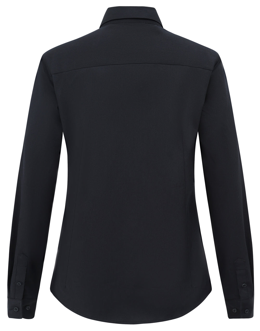 Womens Smart Casual Cotton Blend L/S Shirt - Black - Back