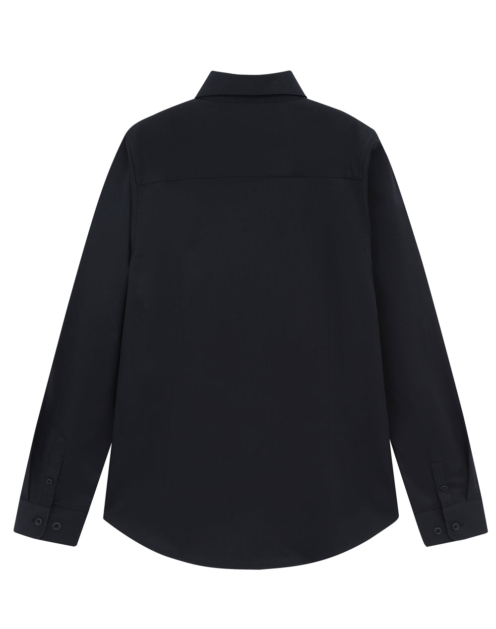 Womens Smart Casual Cotton Blend L/S Shirt - Black - Back