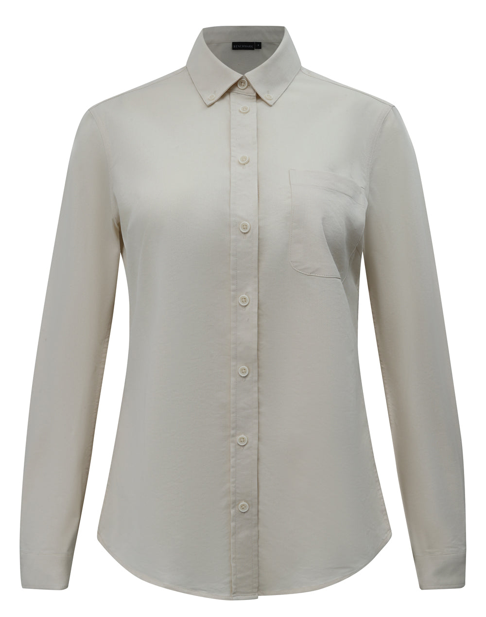 Womens Smart Casual Cotton Blend L/S Shirt - Natural - Front