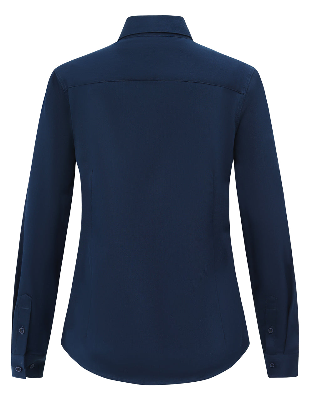 Womens Smart Casual Cotton Blend L/S Shirt - Navy - Back