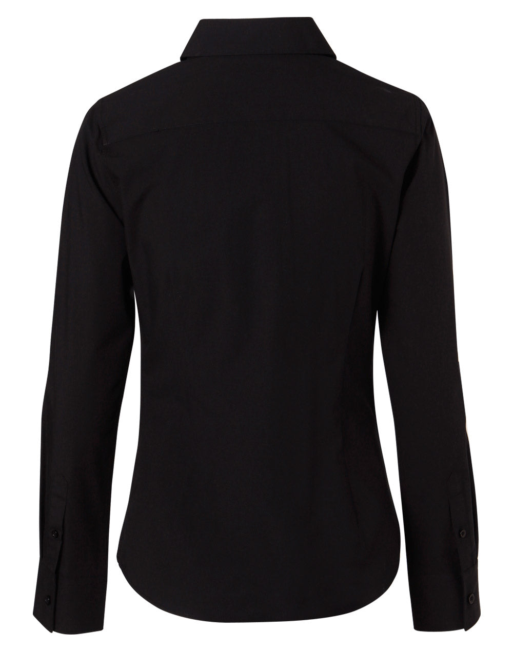 Women's Cotton/Poly Stretch Long Sleeve Shirt - Black - Back