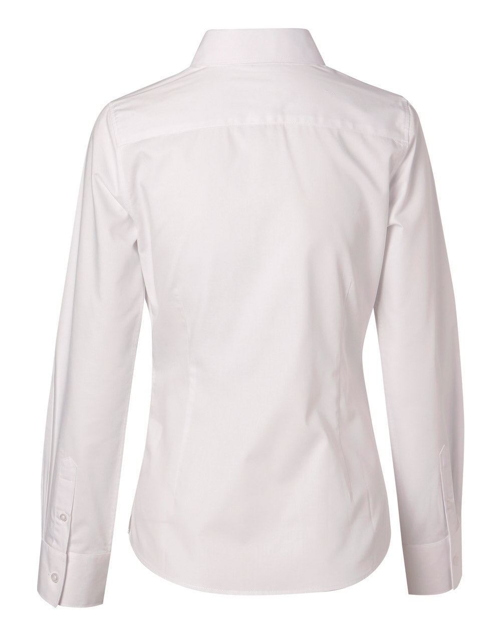 Women's Cotton/Poly Stretch Long Sleeve Shirt - White - Back