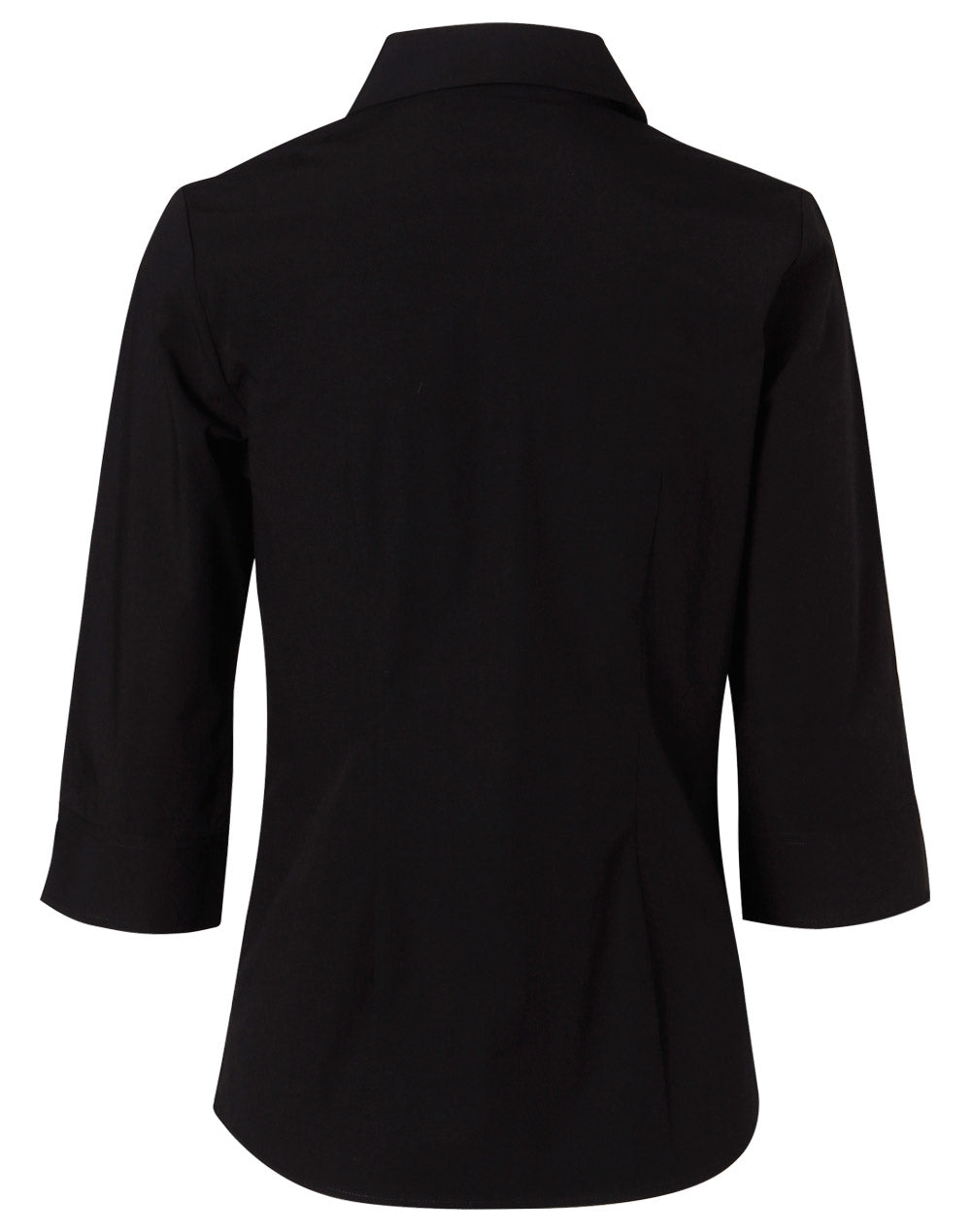 Women's Cotton/Poly Stretch 3/4 Sleeve Shirt - Black - Back