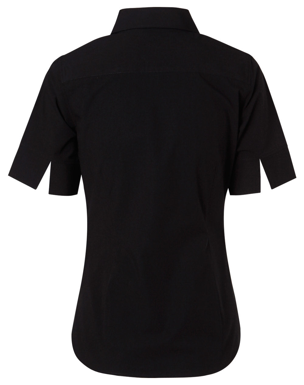 Women's Cotton/Poly Stretch Sleeve Shirt - Black - Back