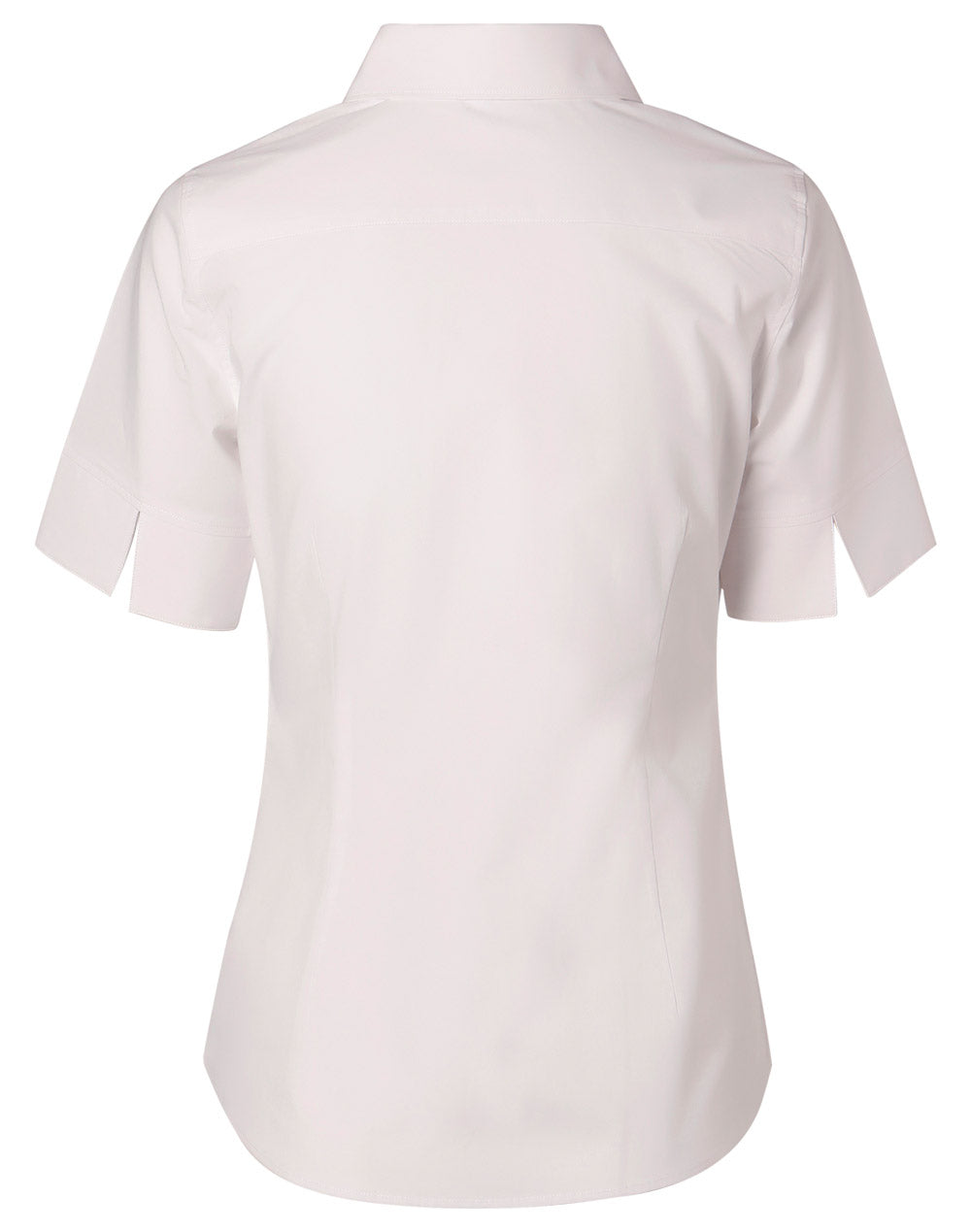 Women's Cotton/Poly Stretch Sleeve Shirt - White - Back