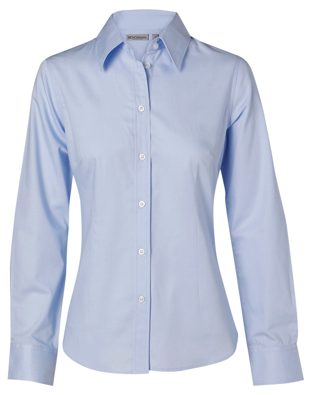 Women's Fine Twill Long Sleeve Shirt - Blue - Front
