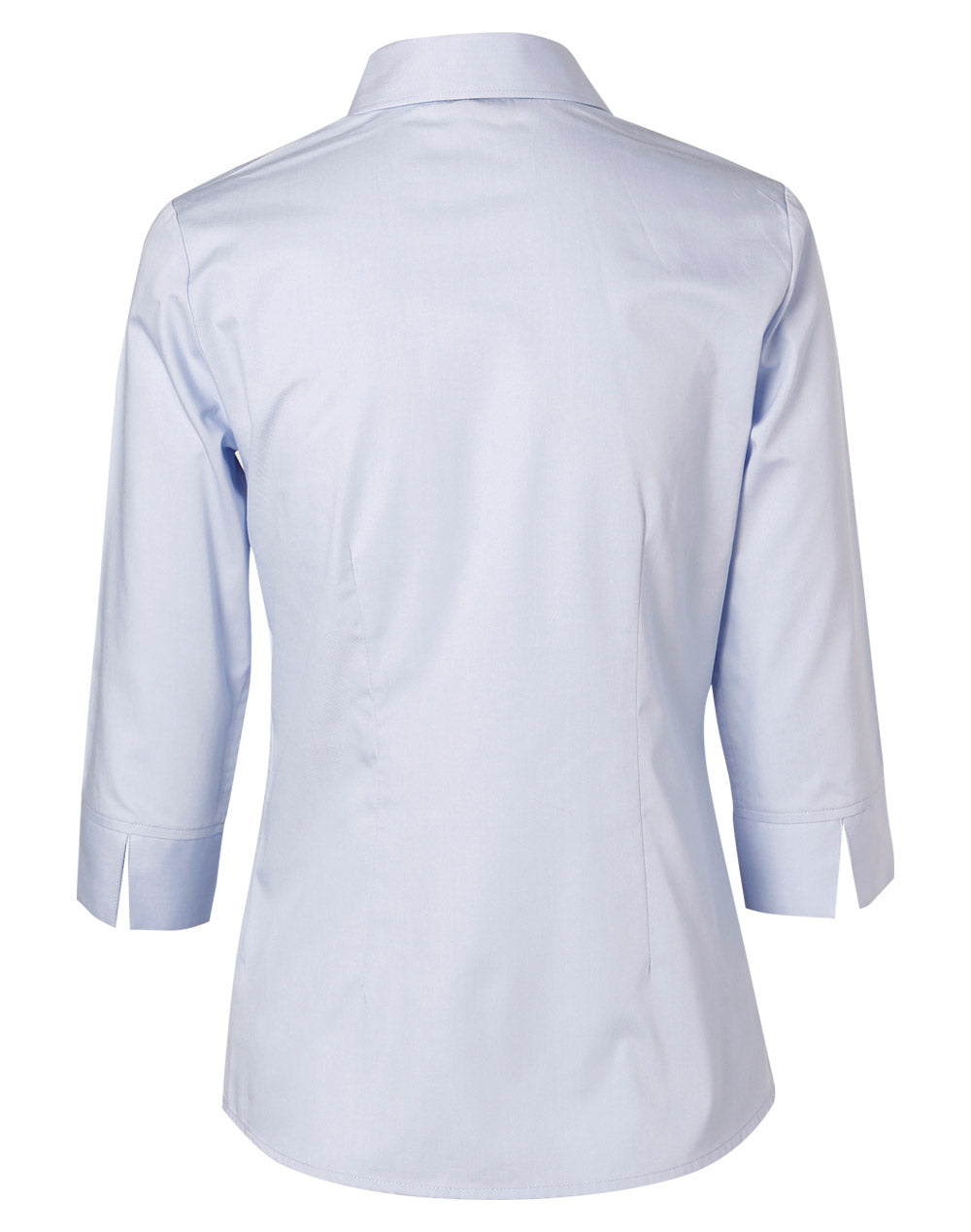 Women's Fine Twill 3/4 Sleeve Shirt - Blue - Back