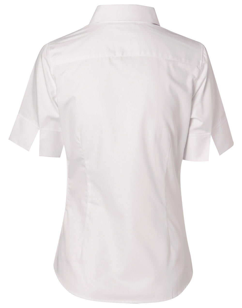 Women's Fine Twill Short Sleeve Shirt - White - Back