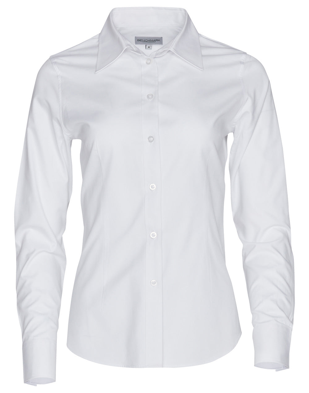 Women's CVC Oxford Long Sleeve Shirt - White - Front