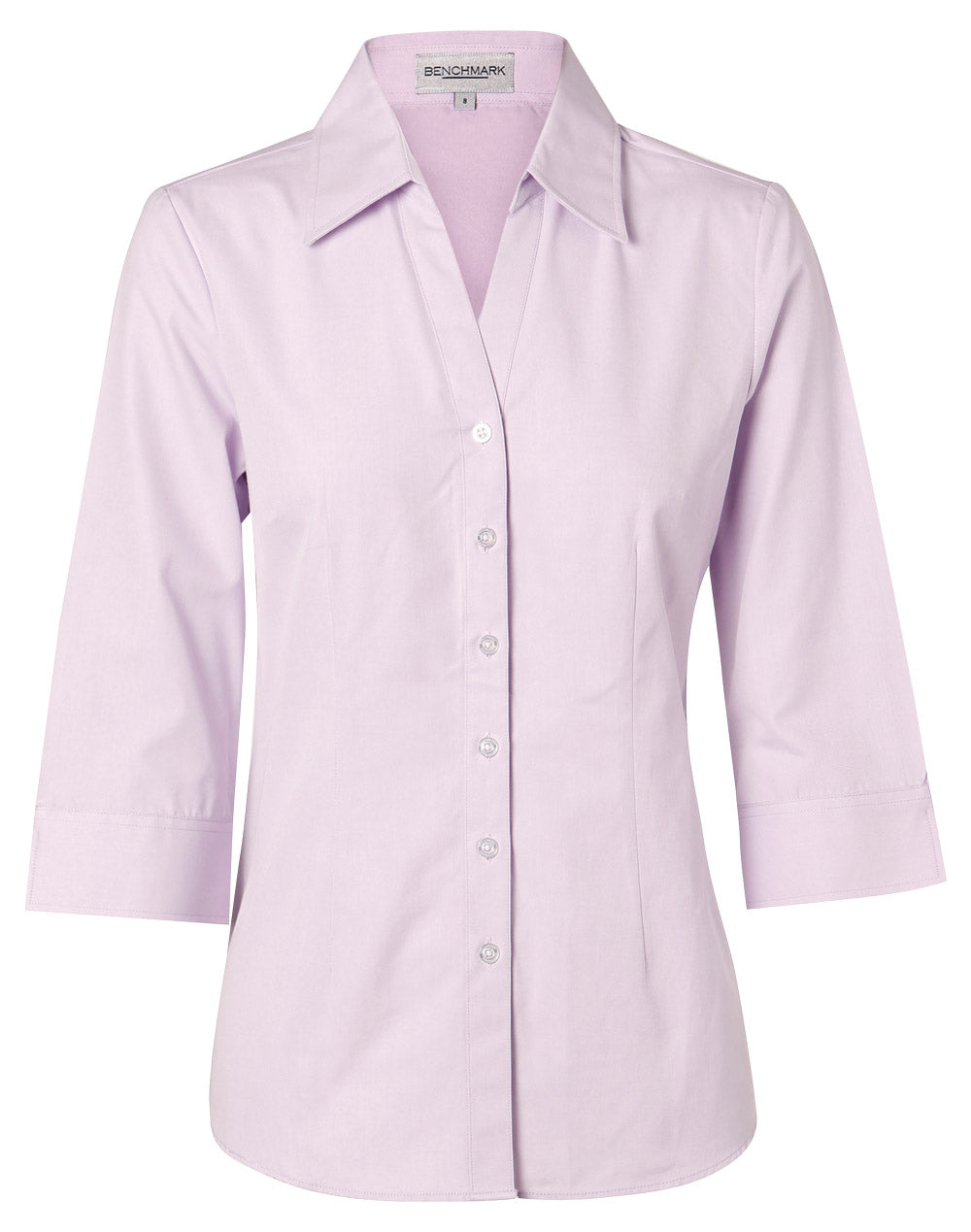 Women's CVC Oxford 3/4 Sleeve Shirt - Lilac - Front