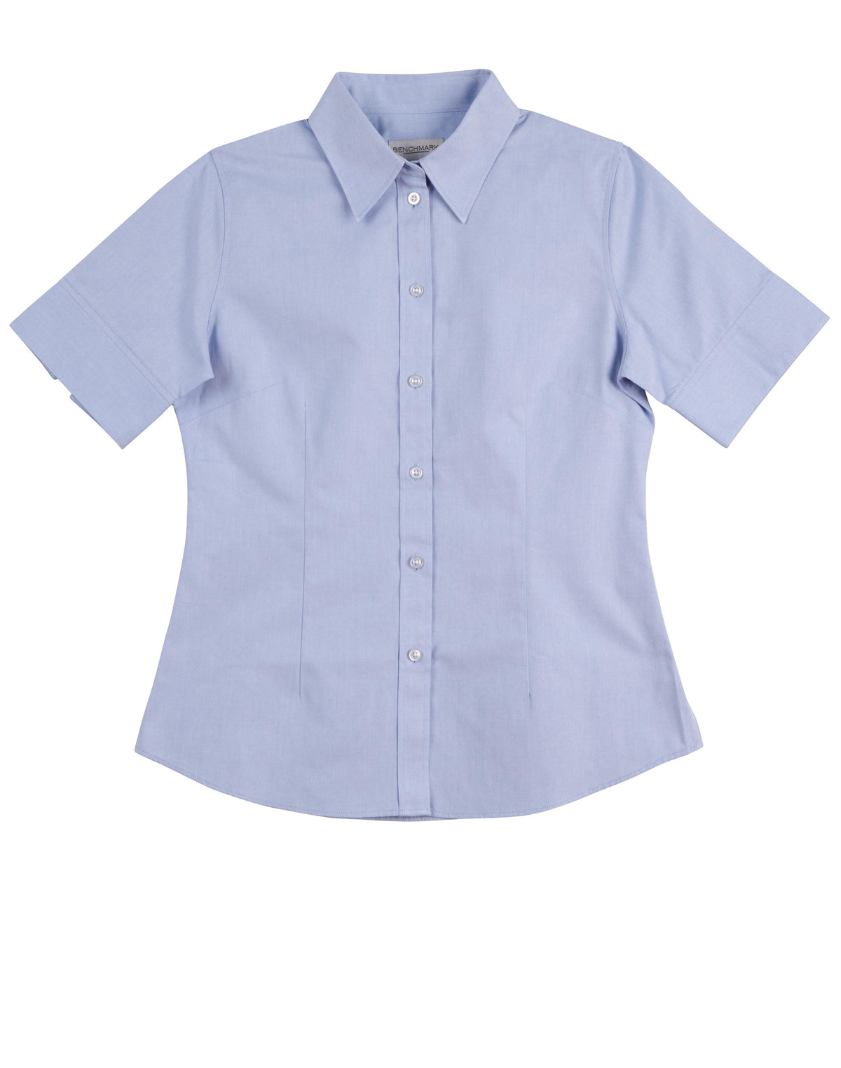 Women's CVC Oxford Short Sleeve Shirt - Blue - Front