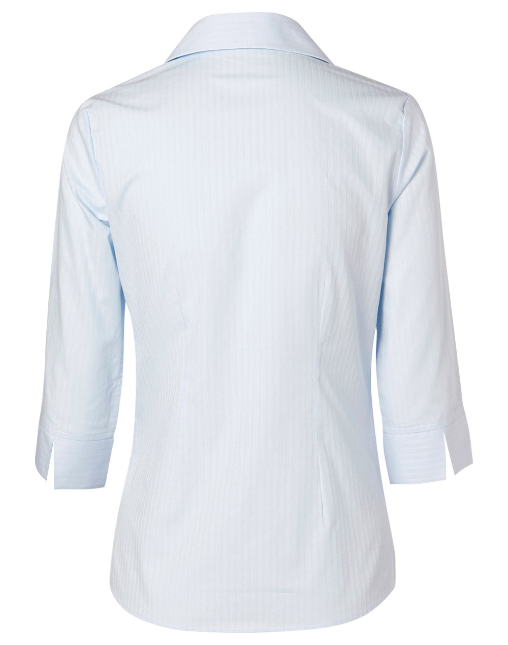 Women's Self Stripe 3/4 Sleeve Shirt - Pale Blue - Back