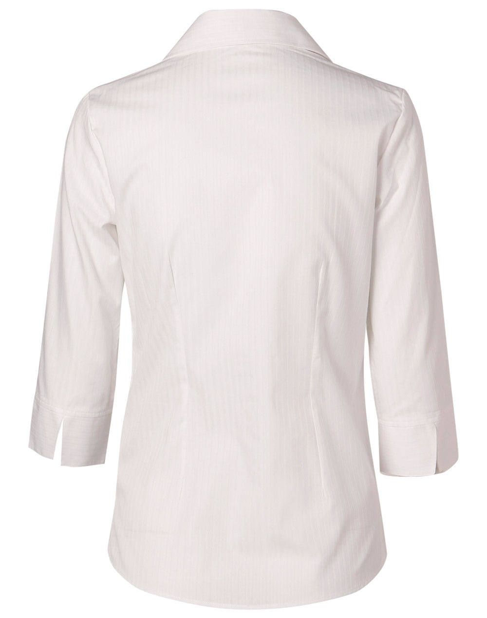 Women's Self Stripe 3/4 Sleeve Shirt - White - Back