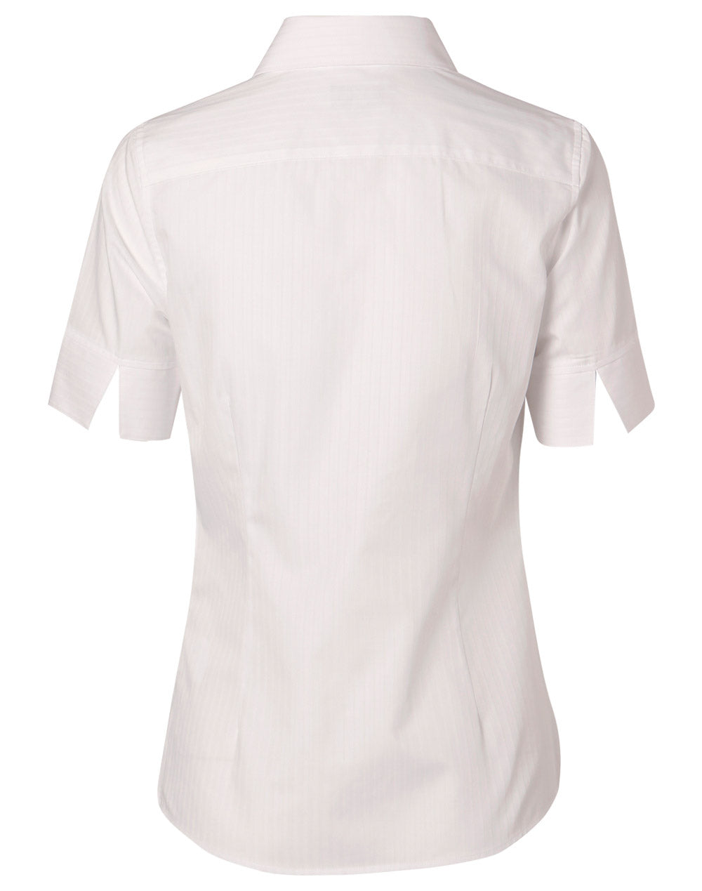 Women's Self Stripe Short Sleeve Shirt - White - Back