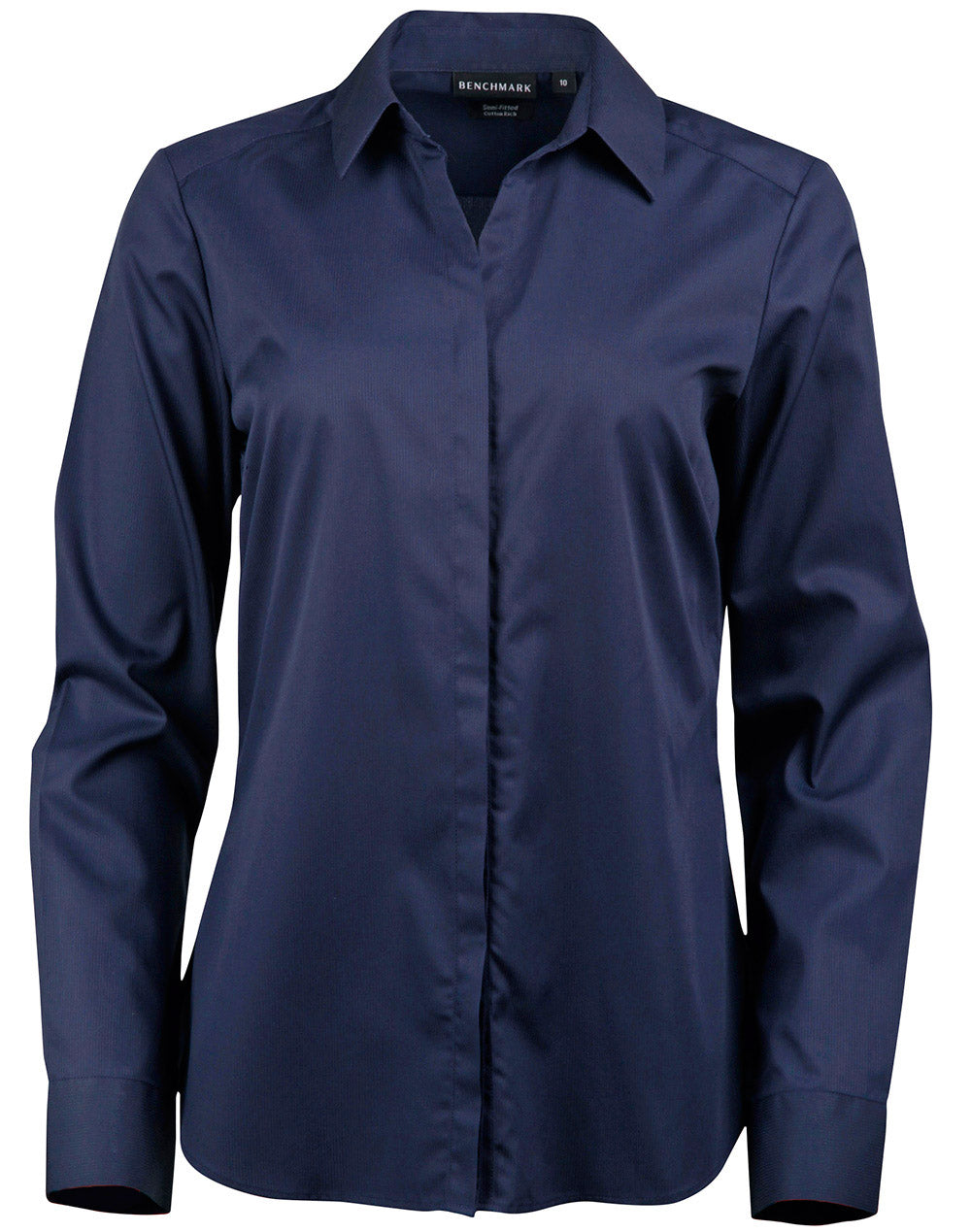 Barkley Ladies Taped Seam Long Sleeve Shirt - Navy - Front