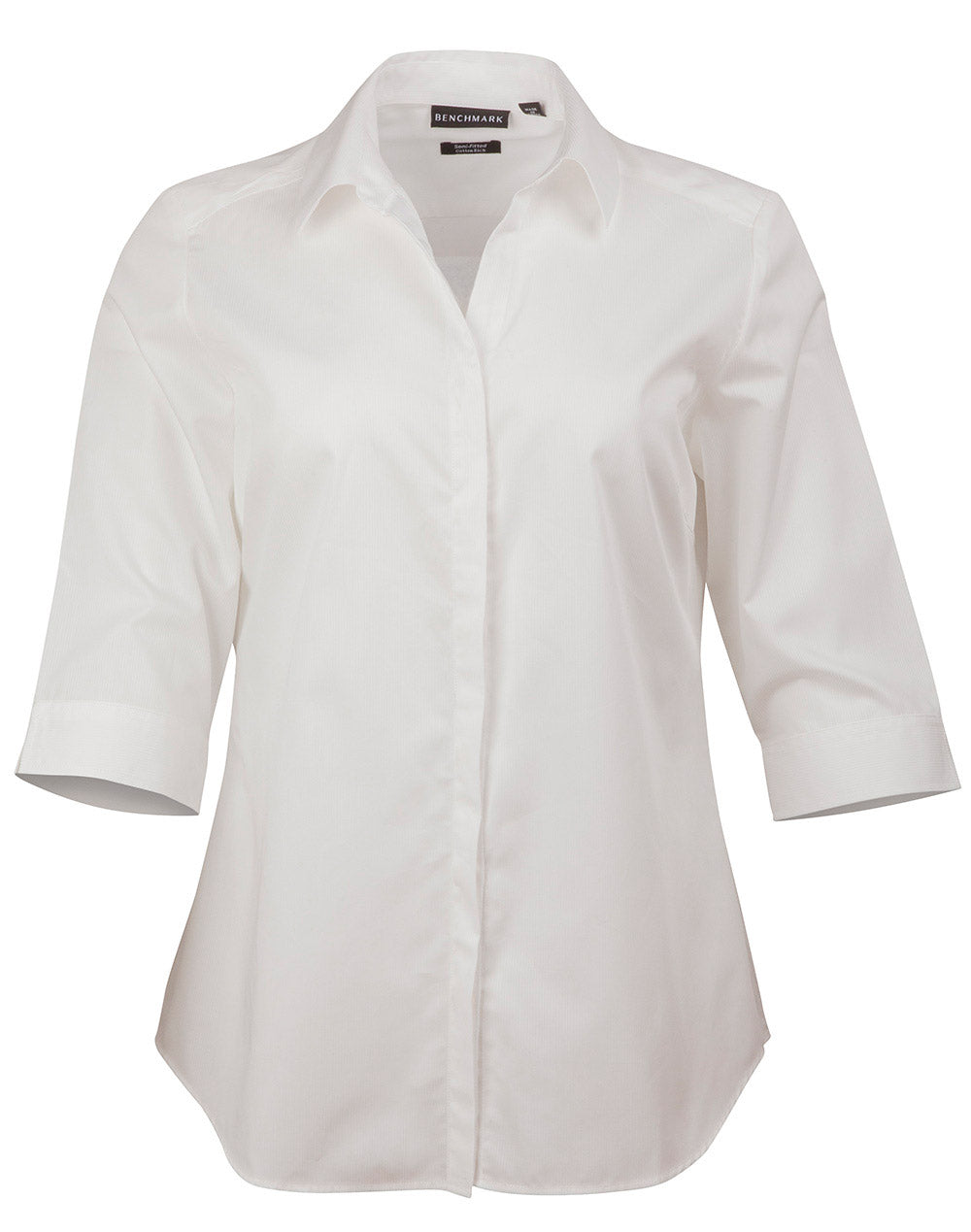 Barkley Ladies Taped Seam 3/4 Sleeve Shirt - White - Front