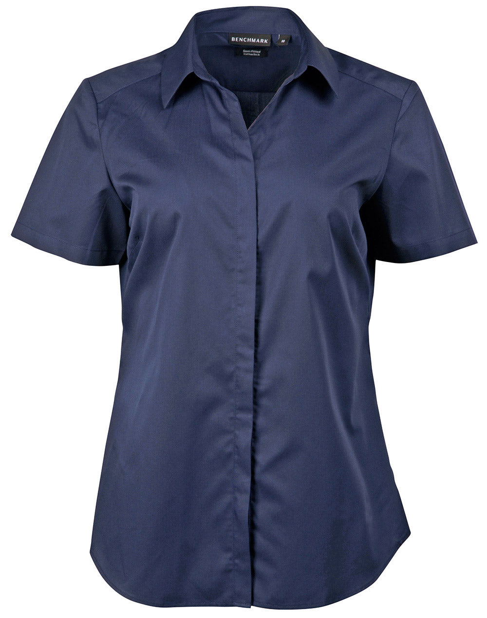 Barkley Ladies Taped Seam Short Sleeve Shirt - Navy - Front