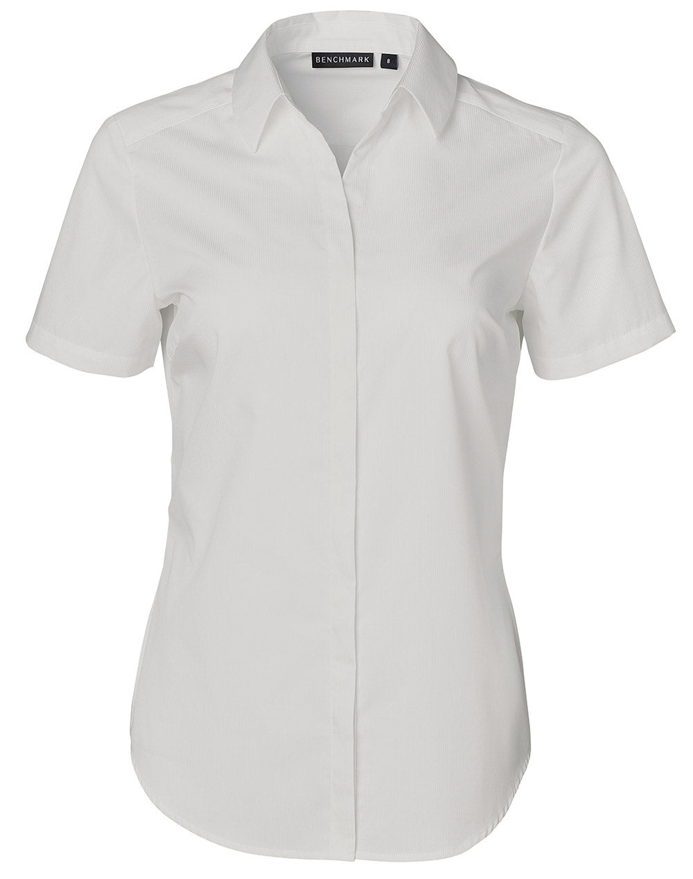 Barkley Ladies Taped Seam Short Sleeve Shirt - White - Front