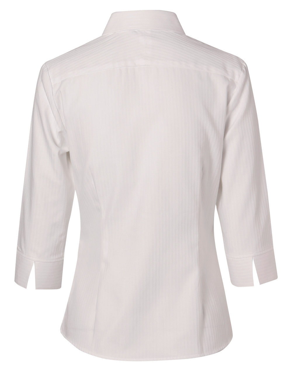 Women's Mini Herringbone 3/4 Sleeve Shirt - White - Back