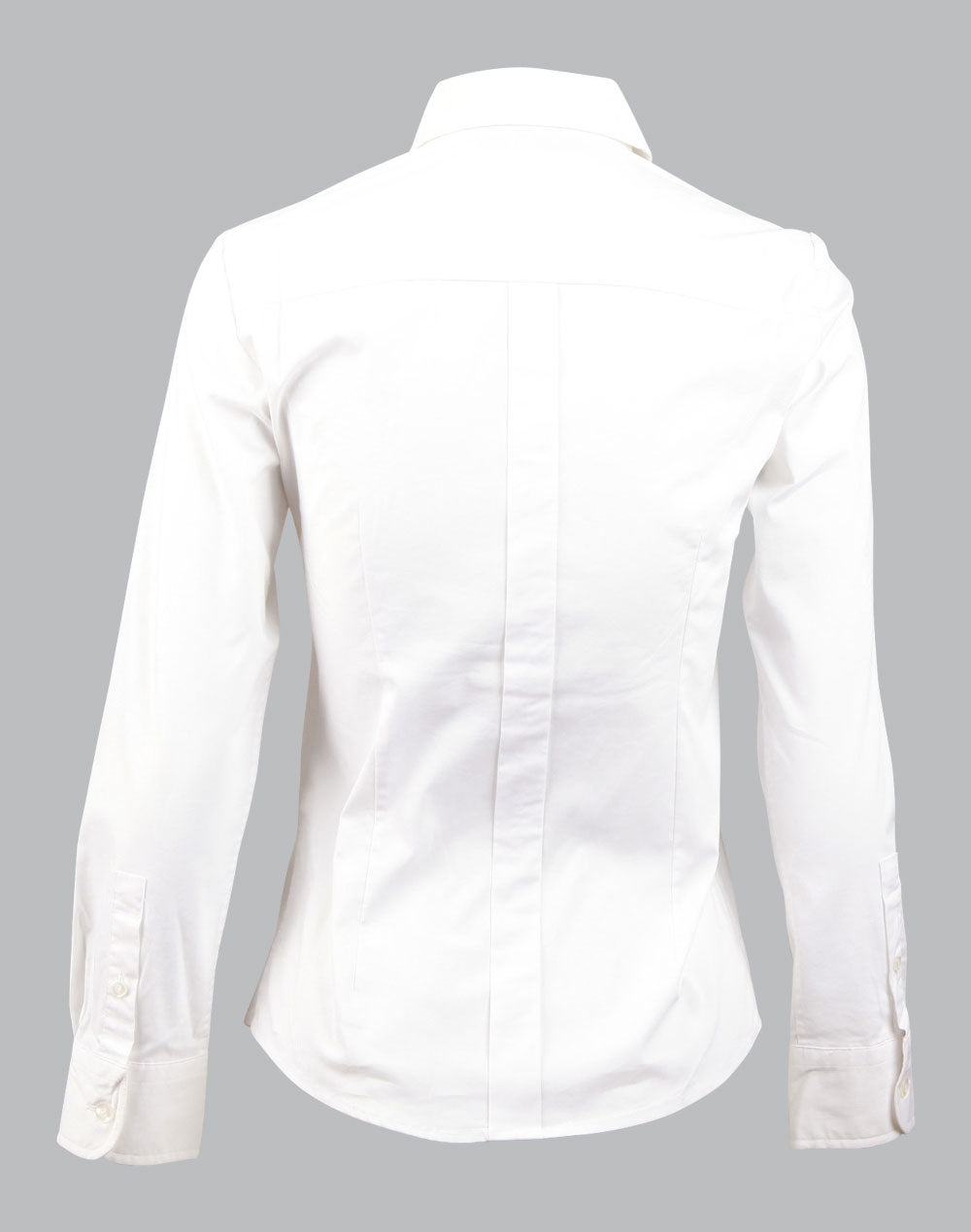 Women's Stretch Tuck Front Long Sleeve Shirt - White - Back