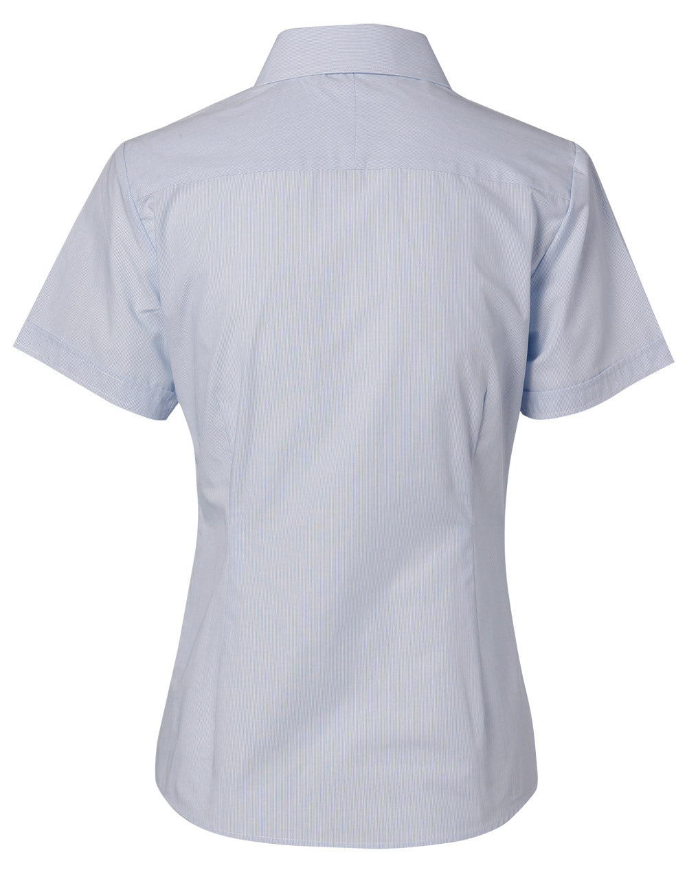 Women's Fine Stripe Short Sleeve Shirt - Pale Blue - Back