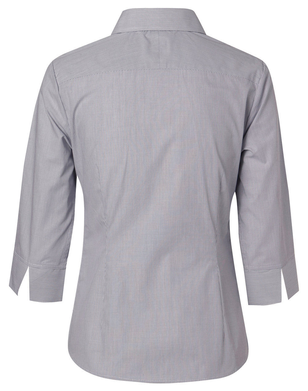 Women's Fine Stripe 3/4 Sleeve Shirt - Silver Grey - Back