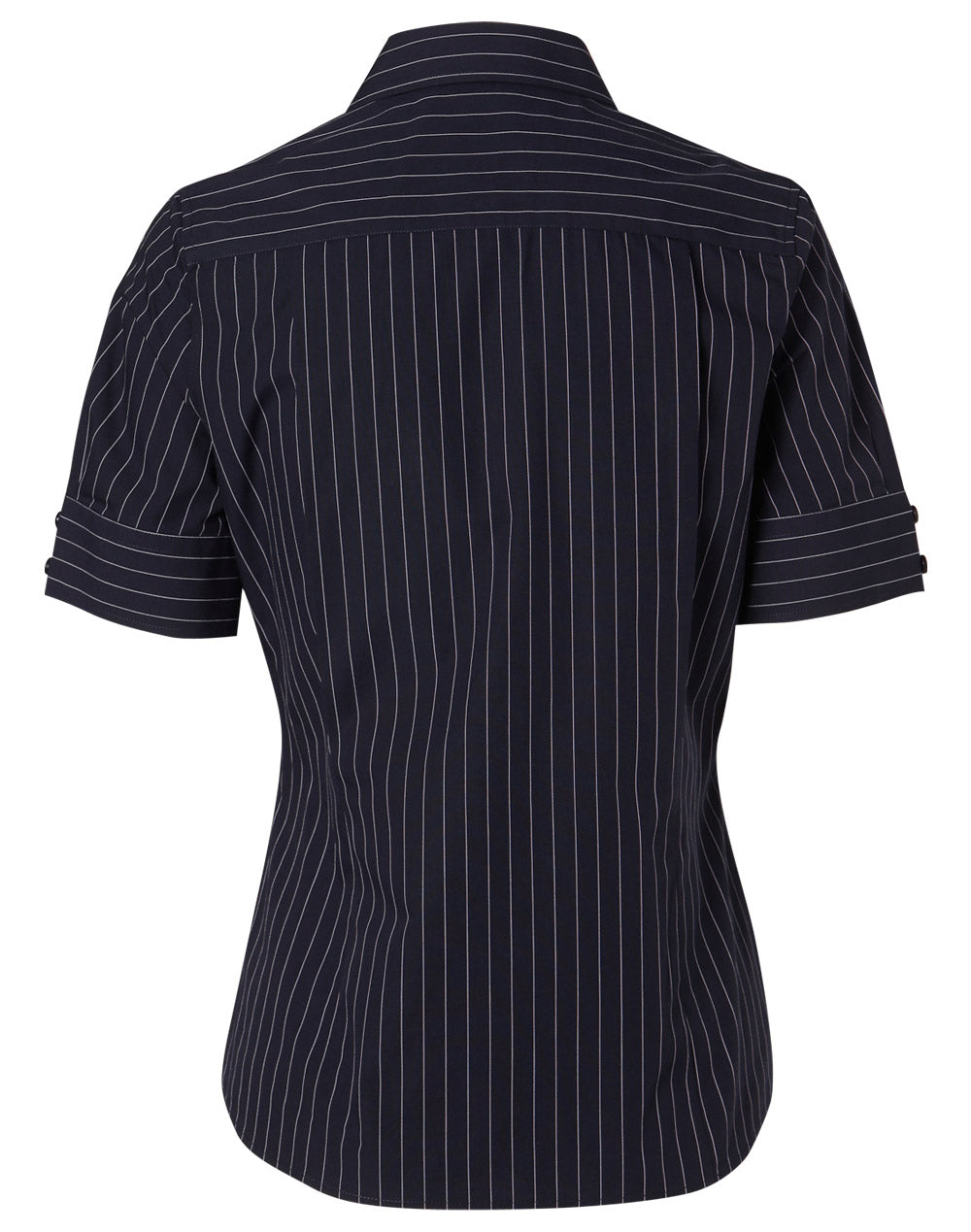 Women's Pin Stripe Short Sleeve Shirt - Navy/White - Back