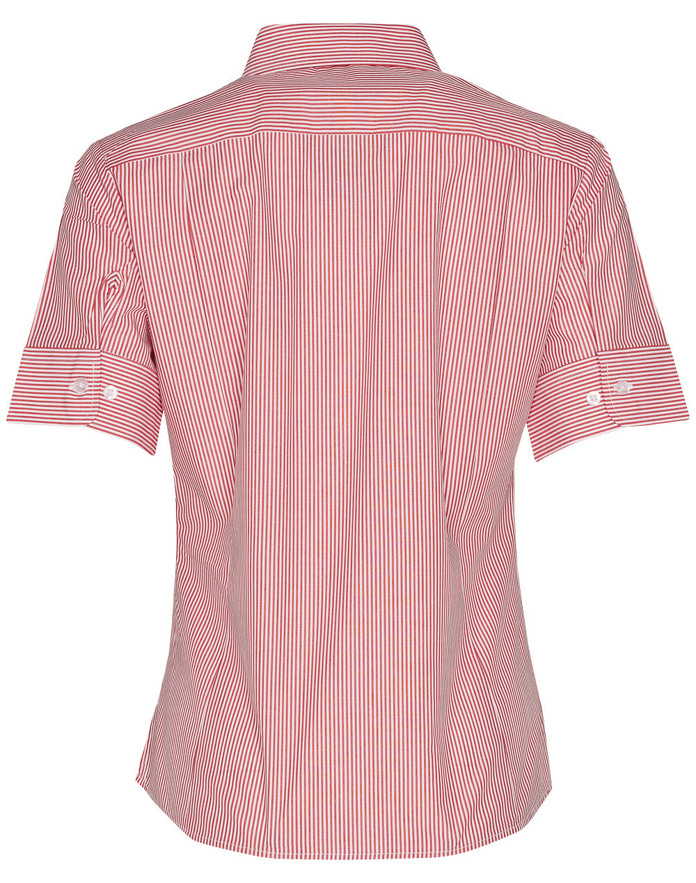 Women's Balance Stripe Short Sleeve Shirt - Red/White - Back