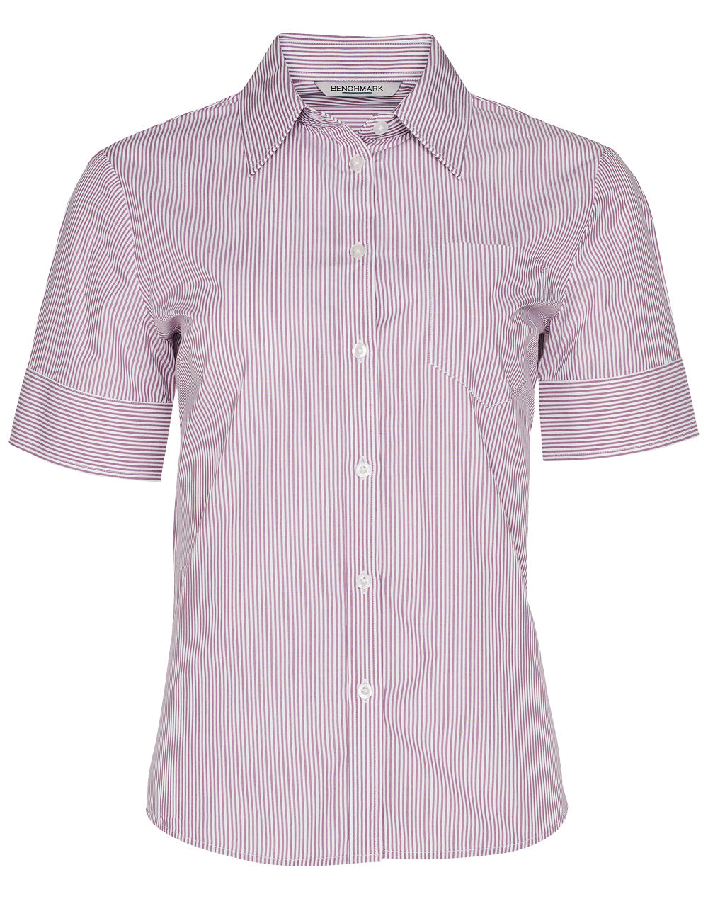 Women's Balance Stripe Short Sleeve Shirt - Violet/White - Front