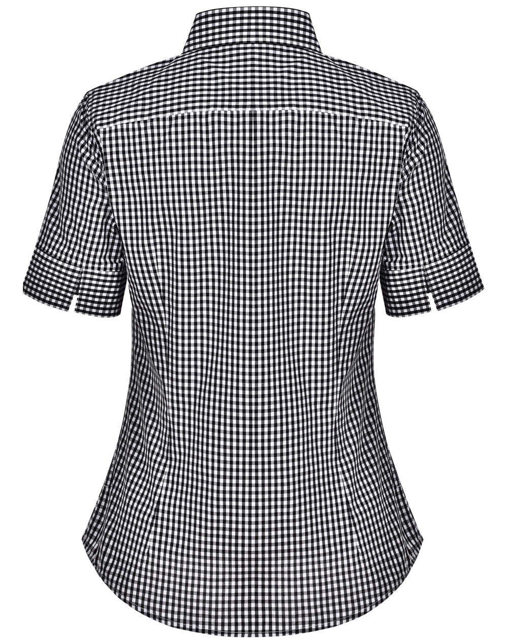 Ladies’ Gingham Check Short Sleeve Shirt - Black/White - Back