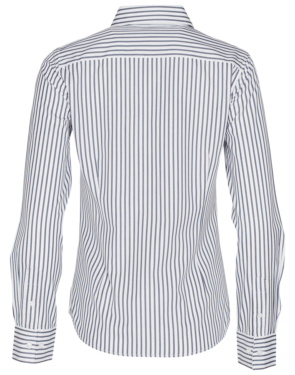 Ladies' Executive Sateen Stripe Long Sleeve Shirt - White/Grey - Back
