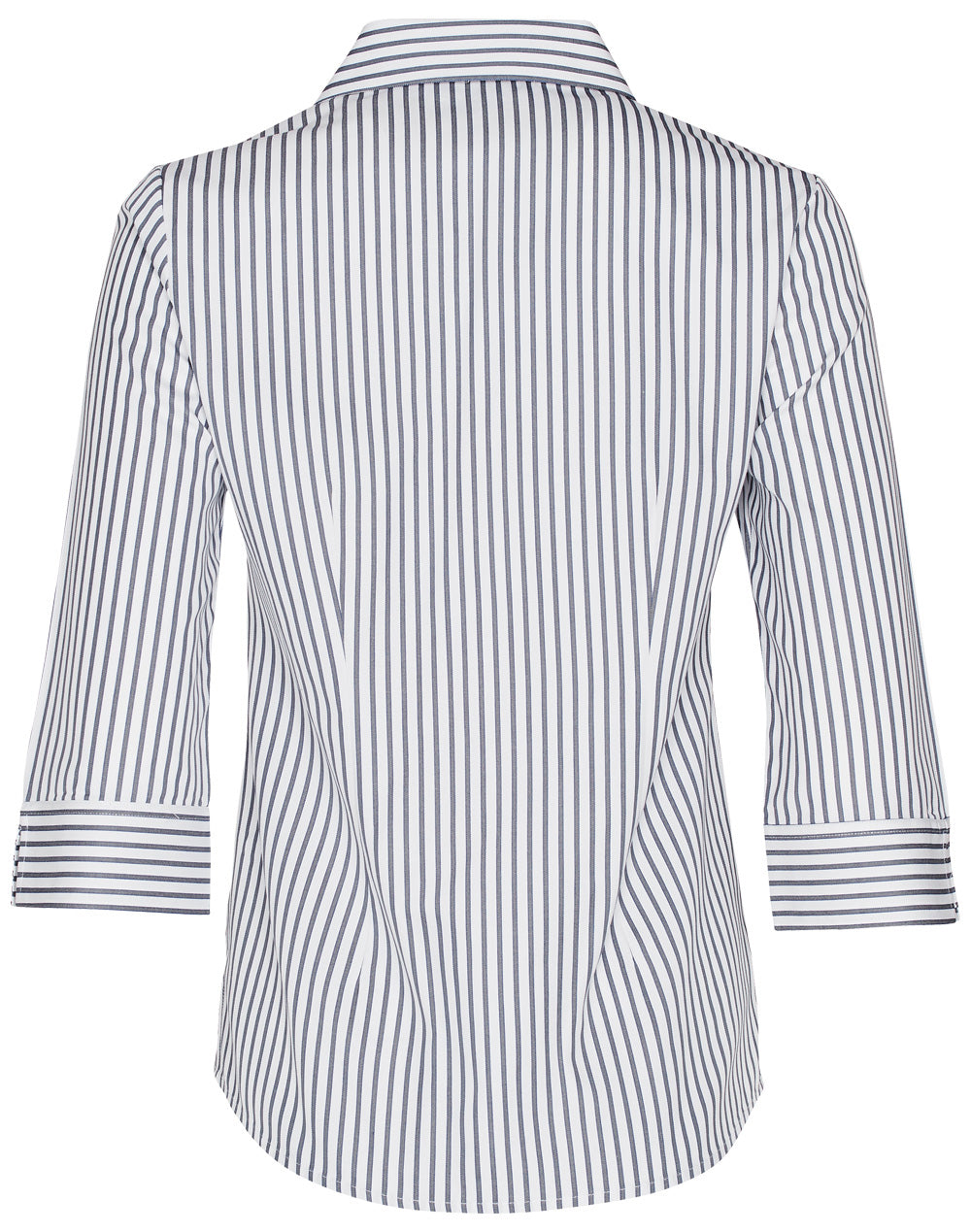 Women's Executive Sateen Stripe 3/4 Sleeve Shirt - White/Grey - Back