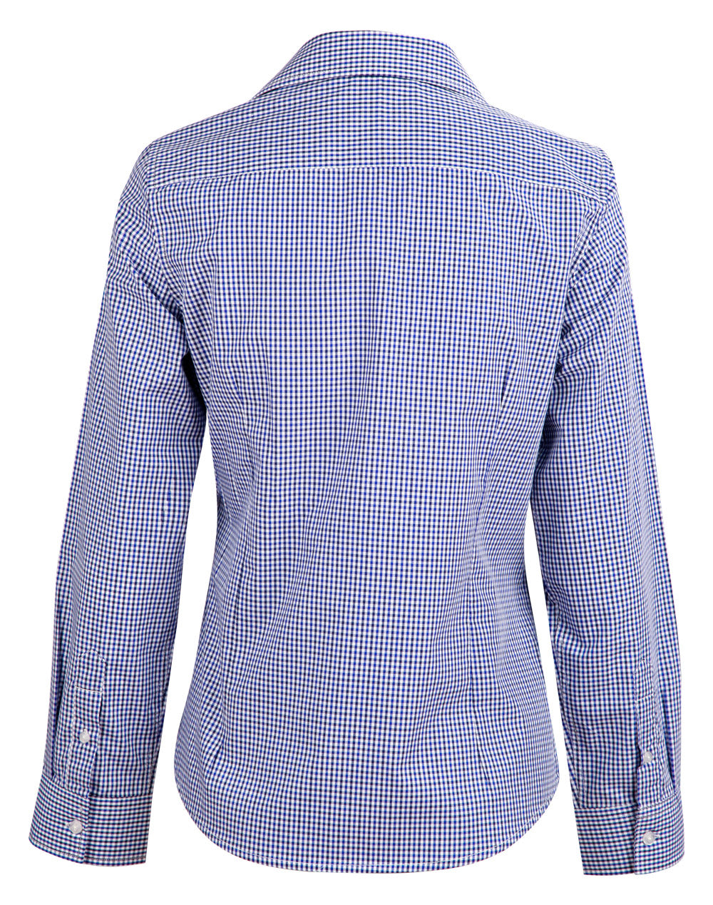 Ladies’ Multi-Tone Check Long Sleeve Shirt - Black/White/Navy - Back