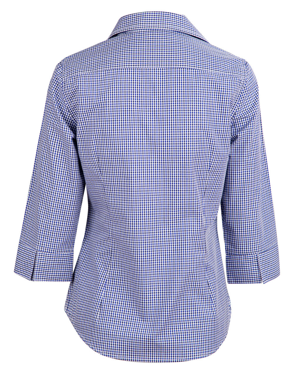 Ladies’ Multi-Tone Check 3/4 Sleeve Shirt - Black/White/Navy - Back