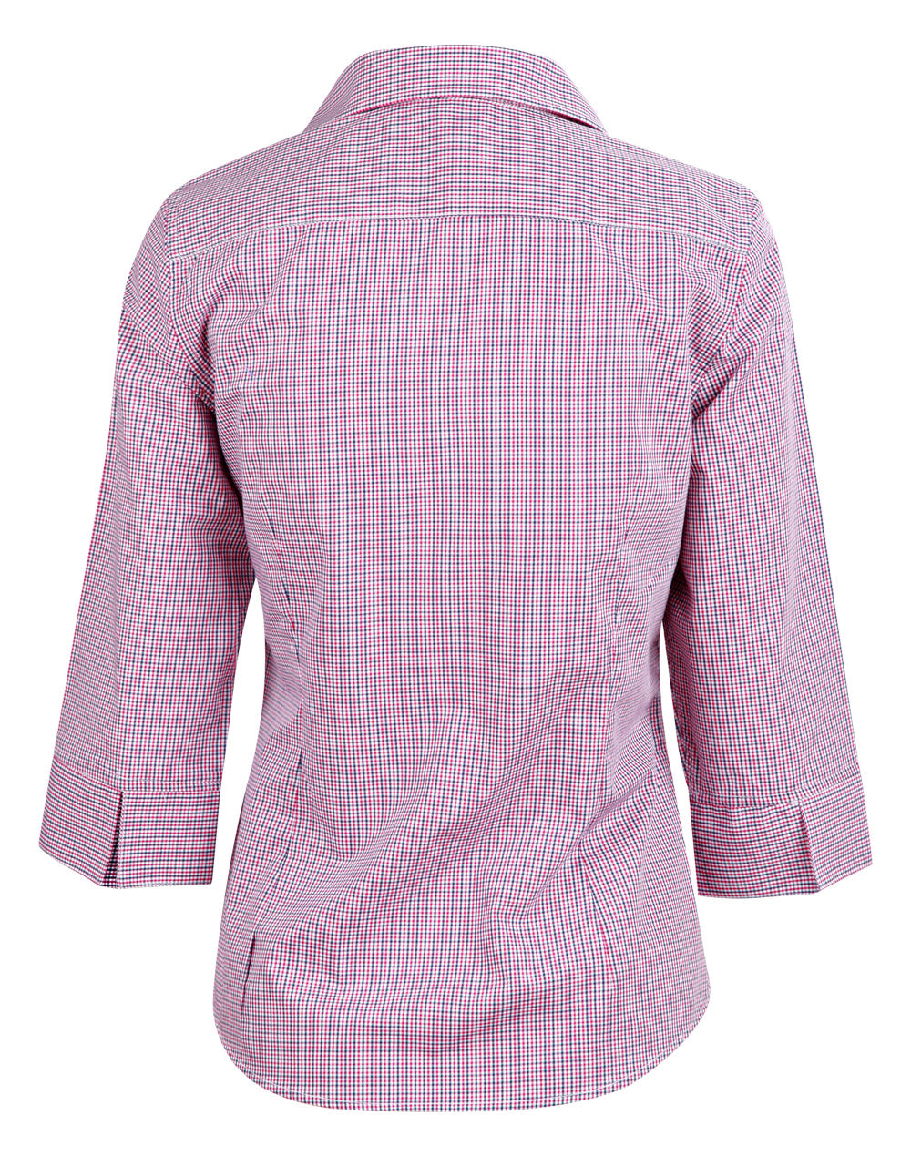Ladies’ two tone Mini Gingham 3/4 - Black/White/Red - Back