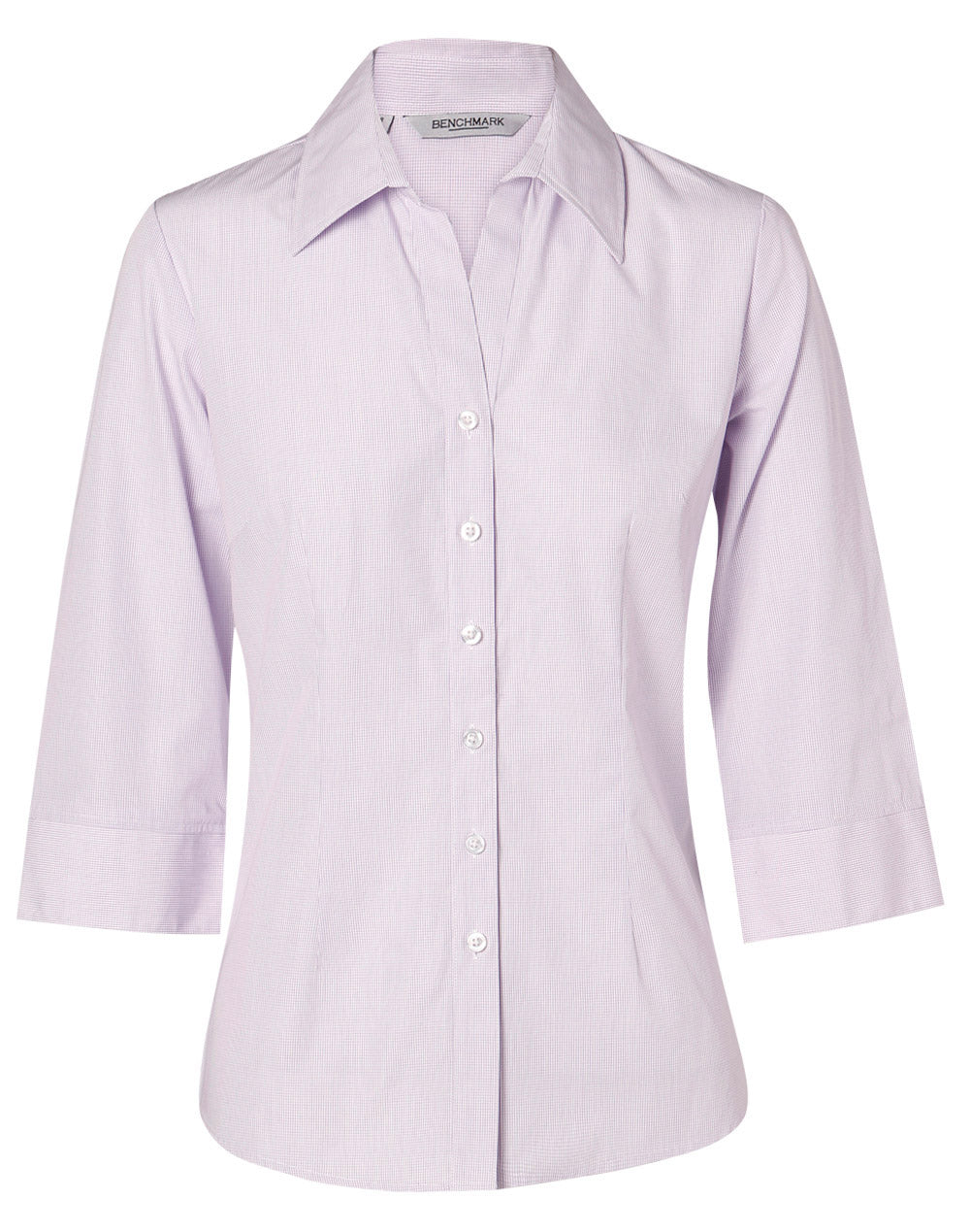 Women's Mini Check 3/4 Shirt - Lilac - Front
