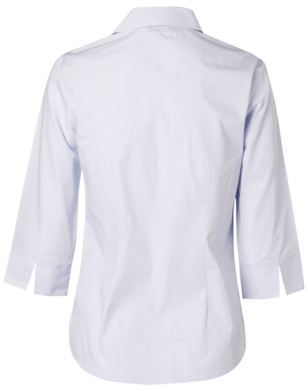 Women's Mini Check 3/4 Shirt - Pale Blue - Back