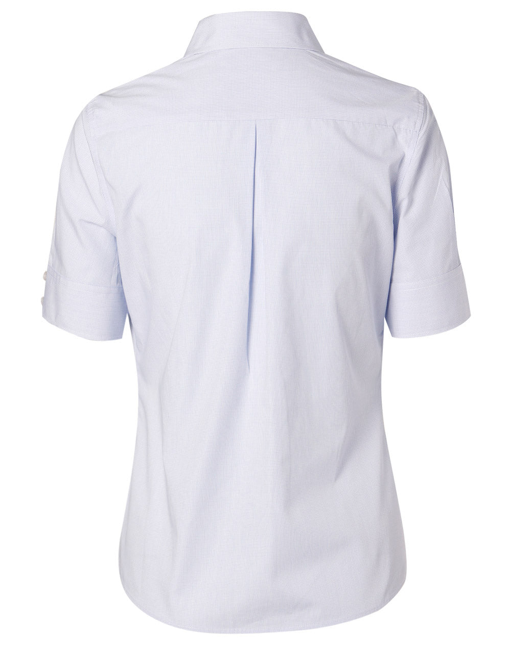 Women's Mini Check Short Sleeve Shirt - Pale Blue - Back