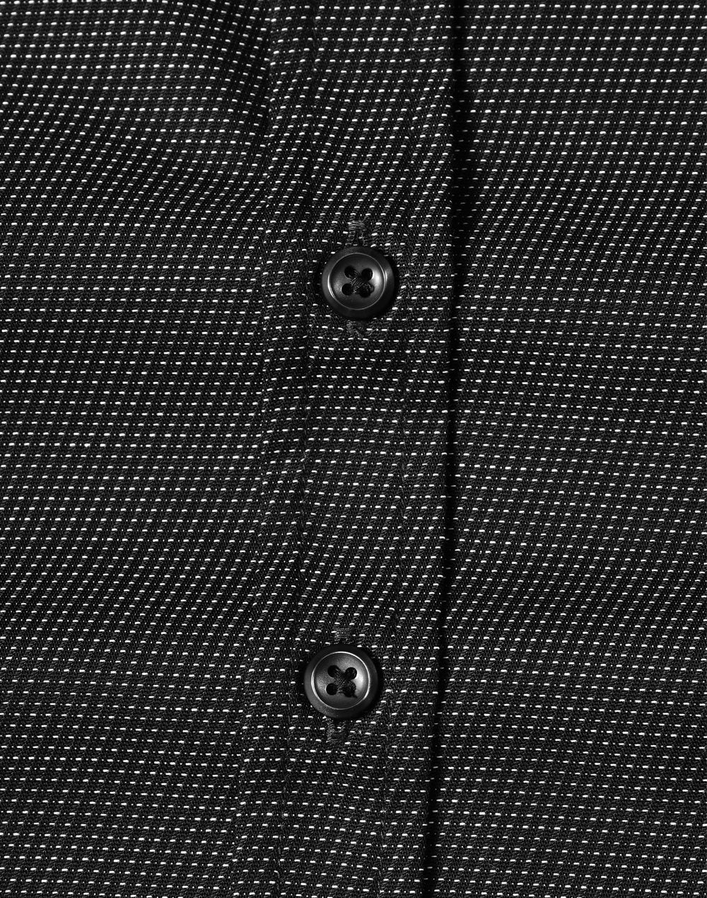 Ascot Ladies Long Sleeve Dot Jacquard Stretch Shirt - Black - View