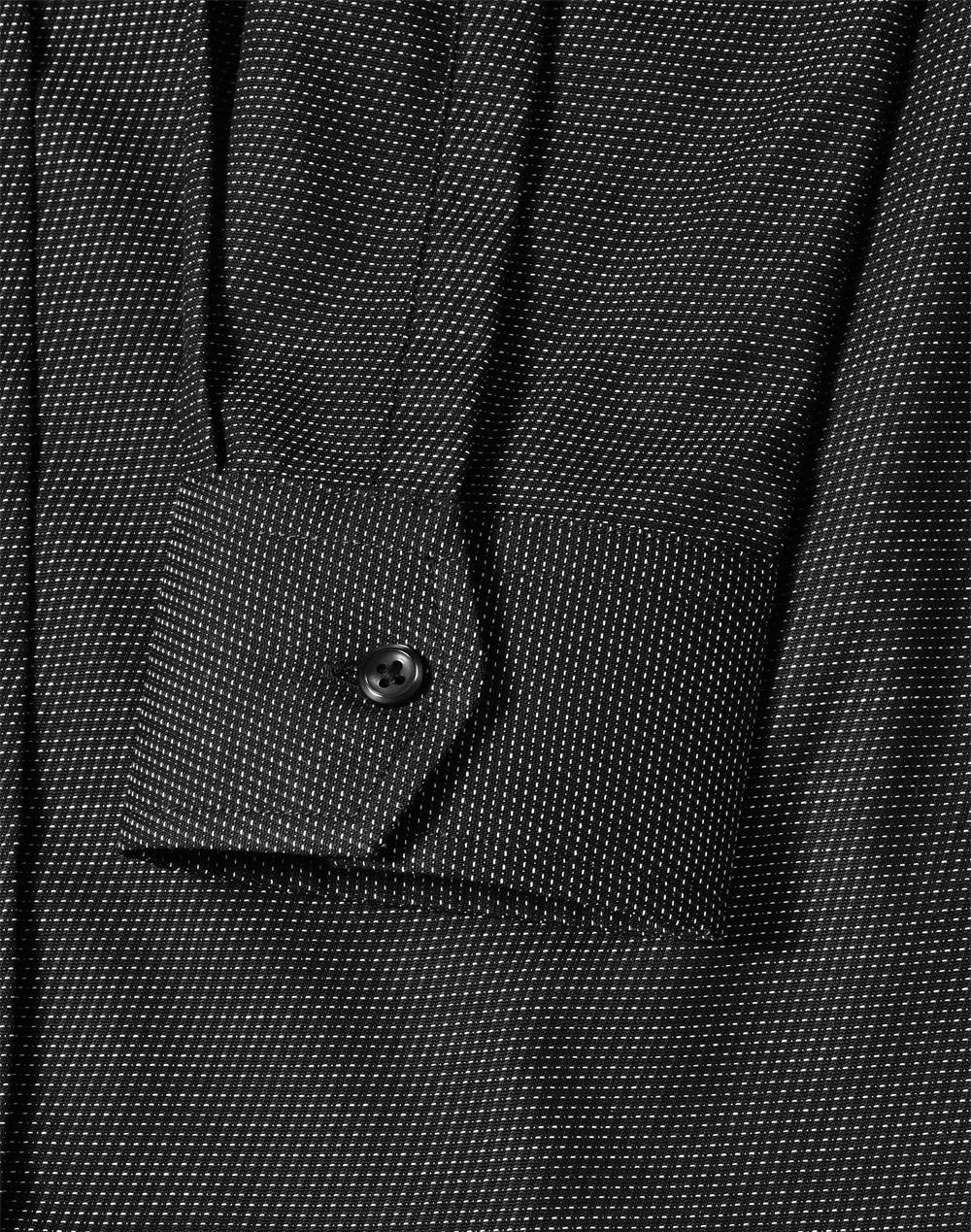 Ascot Ladies Long Sleeve Dot Jacquard Stretch Shirt - Black - View