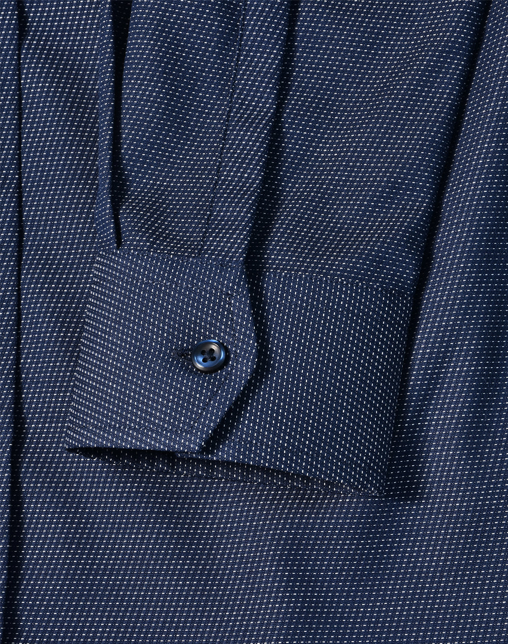 Ascot Ladies Long Sleeve Dot Jacquard Stretch Shirt - Navy - View