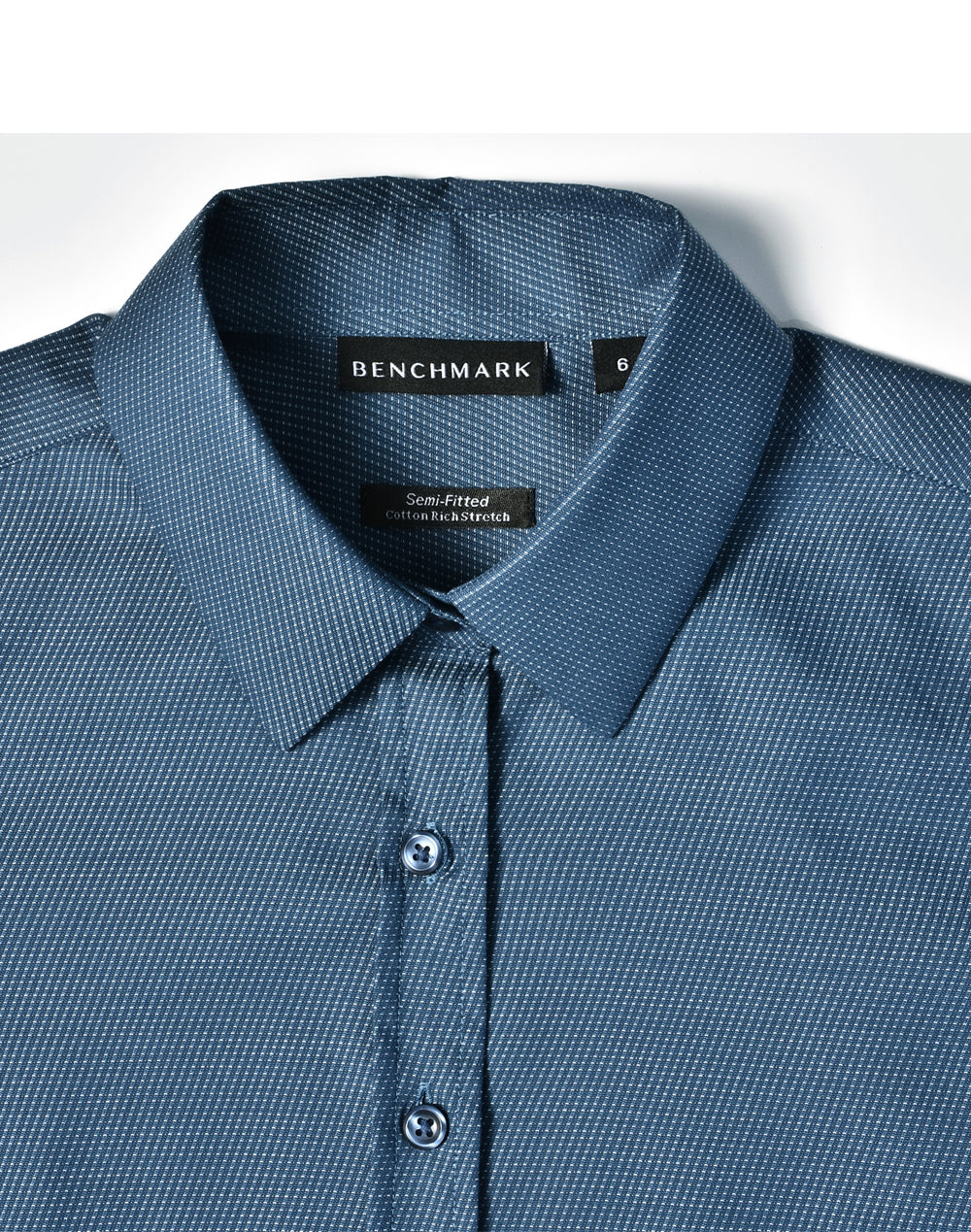 Ascot Ladies 3/4 Sleeve Dot Jacquard Stretch Shirt - Ocean Blue - View