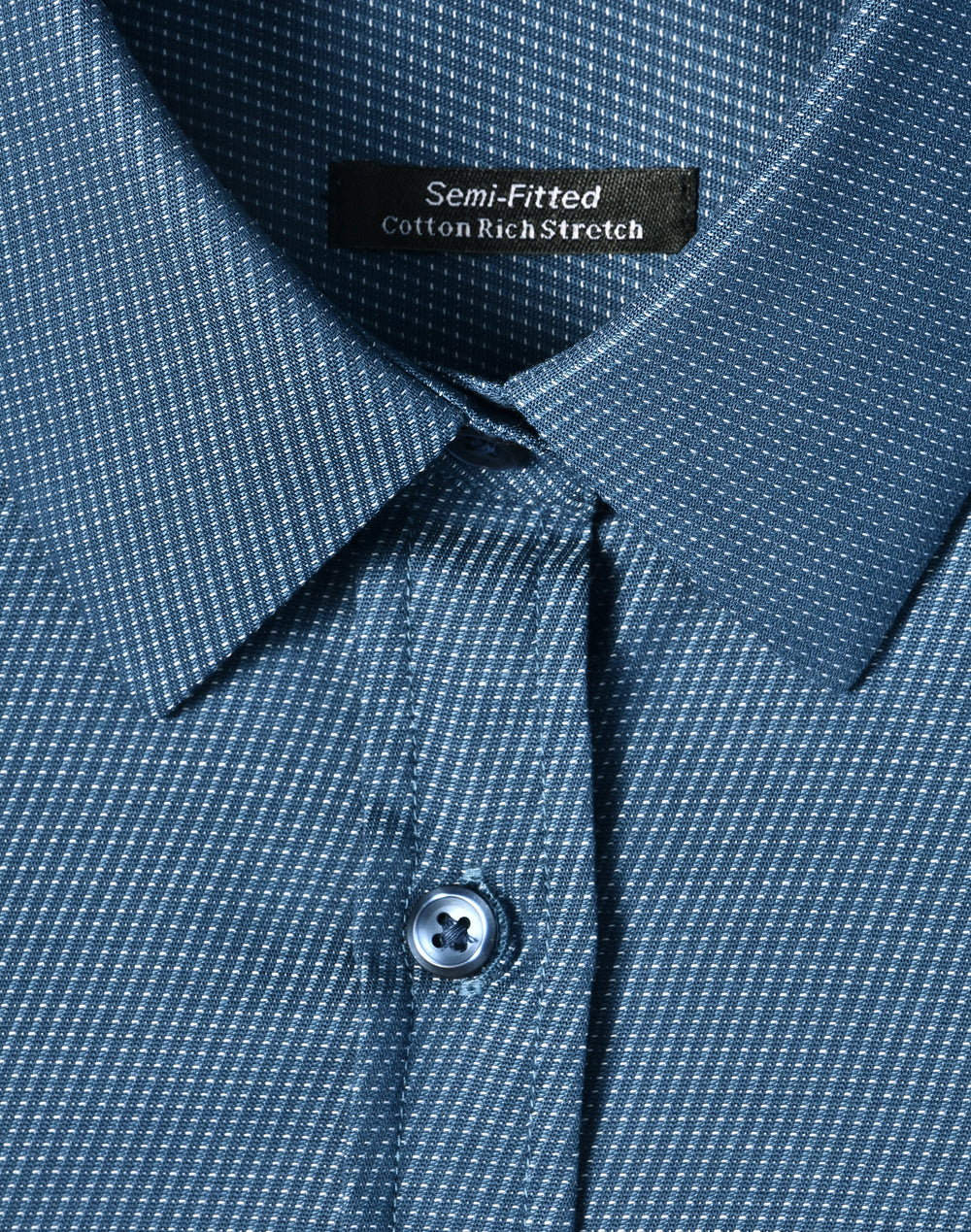 Ascot Ladies 3/4 Sleeve Dot Jacquard Stretch Shirt - Ocean Blue - View