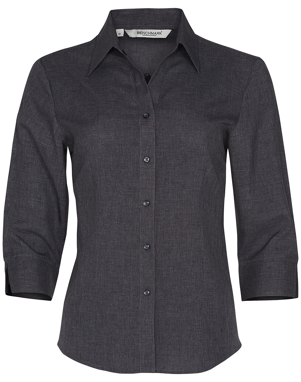 Women's CoolDry 3/4 Sleeve Shirt - Charcoal - Front