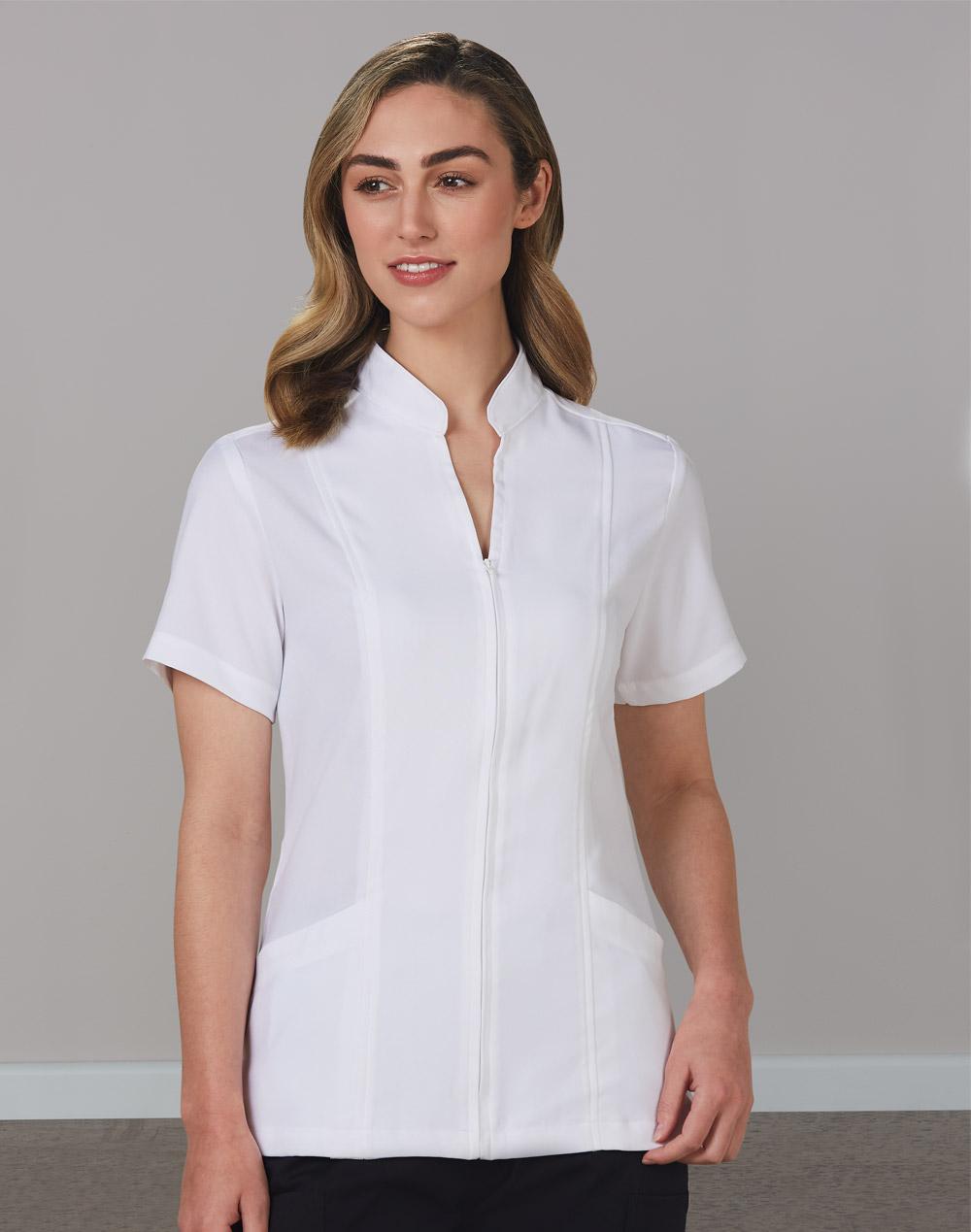 Women’s Full Zip Front Short Sleeve Tunic