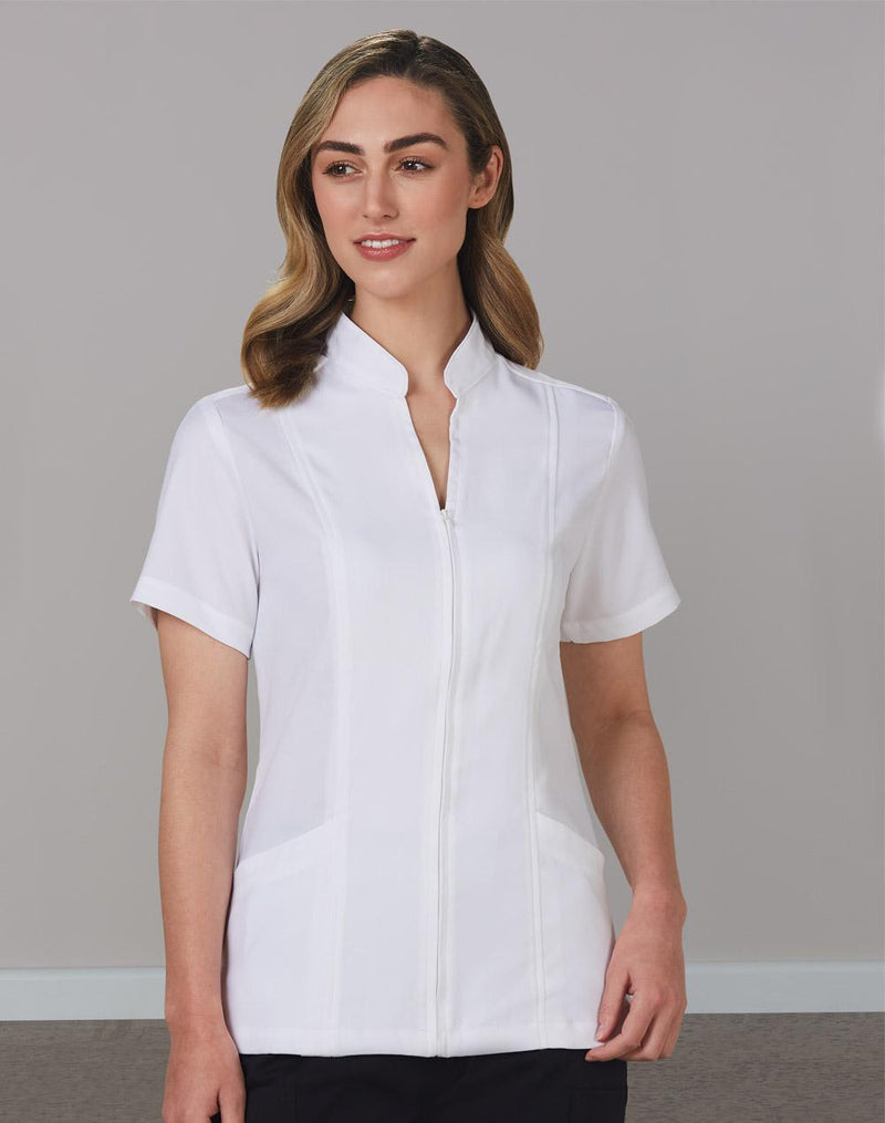 Women’s Full Zip Front Short Sleeve Tunic