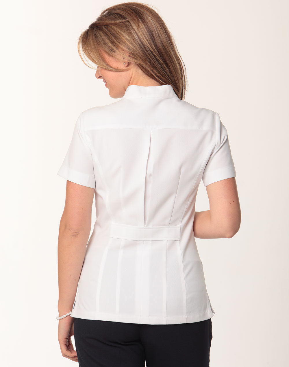 Women’s Full Zip Front Short Sleeve Tunic - Back