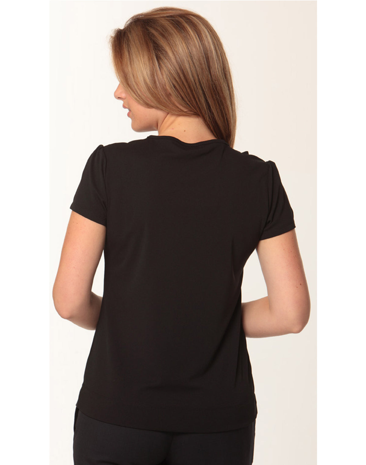 Women's Ruffle Front Blouse - Black - Back