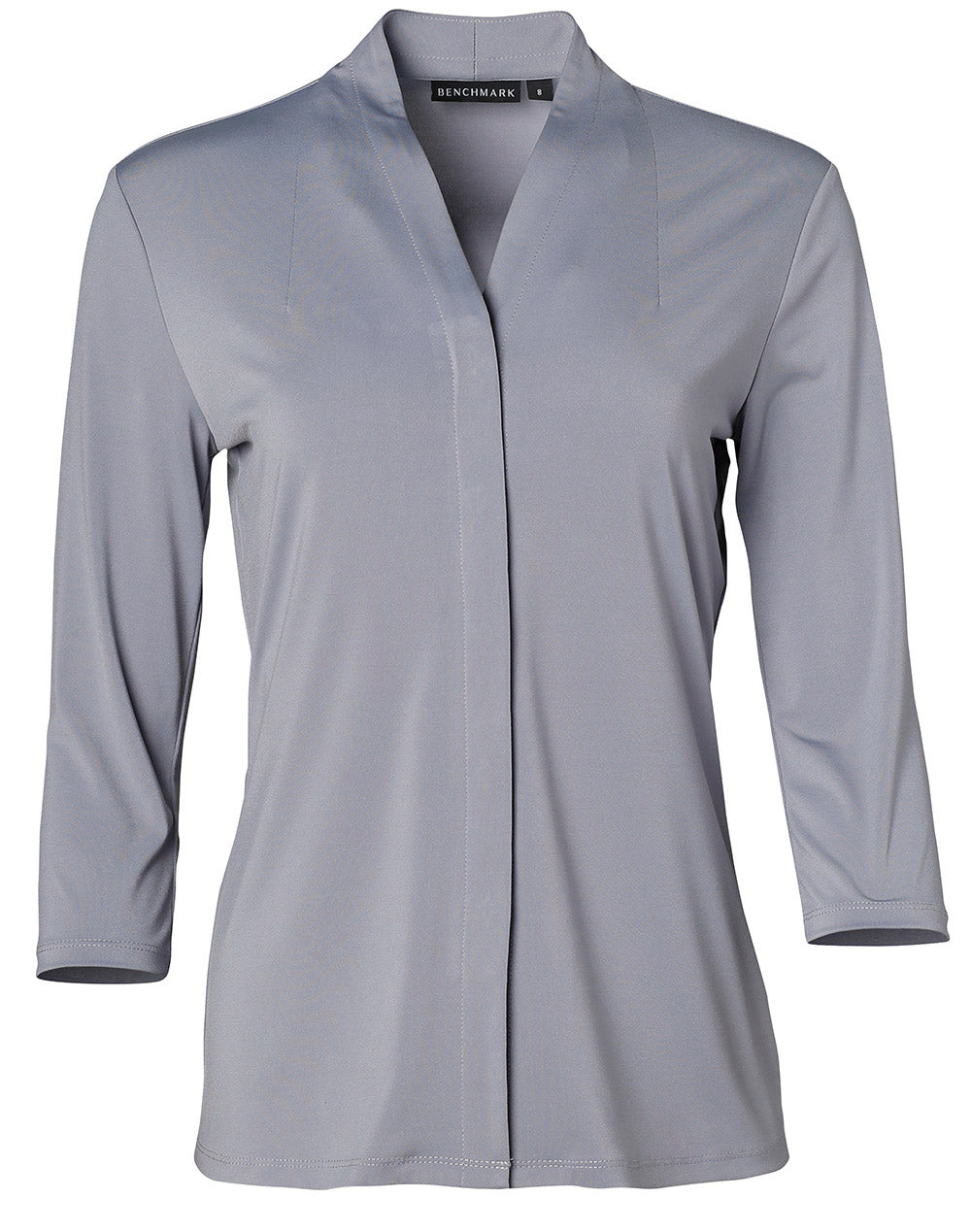 Ladies 3/4 Sleeve Stretch Knit Top Isabel - Dusk Grey - Front