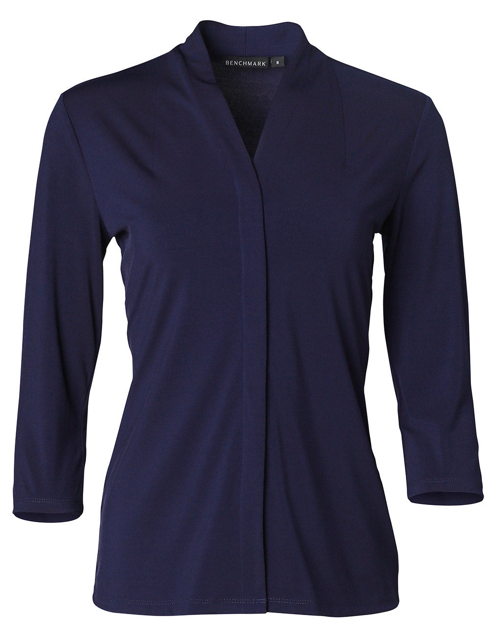 Ladies 3/4 Sleeve Stretch Knit Top Isabel - Navy - Front